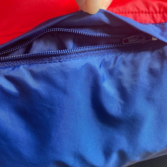 Vintage Spalding Jacket Mens Medium Red Blue Full Zip Pockets Track Windbreaker - Picture 7 of 9